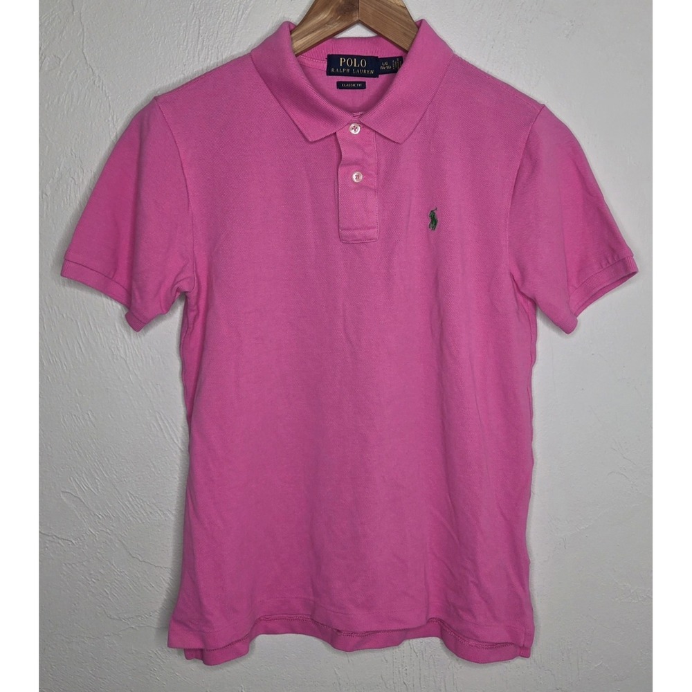 Polo Ralph Lauren Boys Classic Fit Short Sleeve Shirt Pink Size Large 14-16 Logo